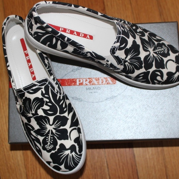 PRADA TESDENIM ST IBISCUS CANVAS LOAFER EU39/US8.5 - Picture 1 of 6